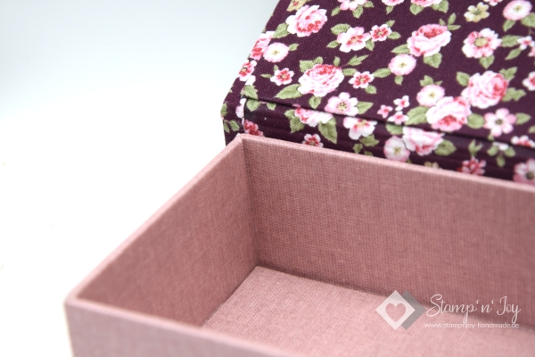 Schachtel mit Klappdeckel ca. 26x9x5cm | floral | burgundy rosa | Art. Nr. 97040302